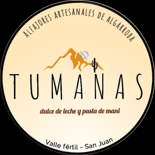 etiqueta alfajor dulce de leche y pasta de mani las tumanas